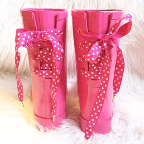 Shoes - Women’s Pink & polka dot Rain boots